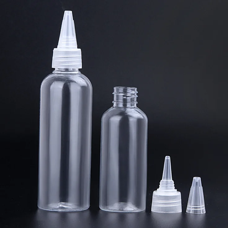 4oz 120ml Pet Plastic squeeze applicator bottle with a twist lid 120 ml Squeeze hair oil Bottles with lid