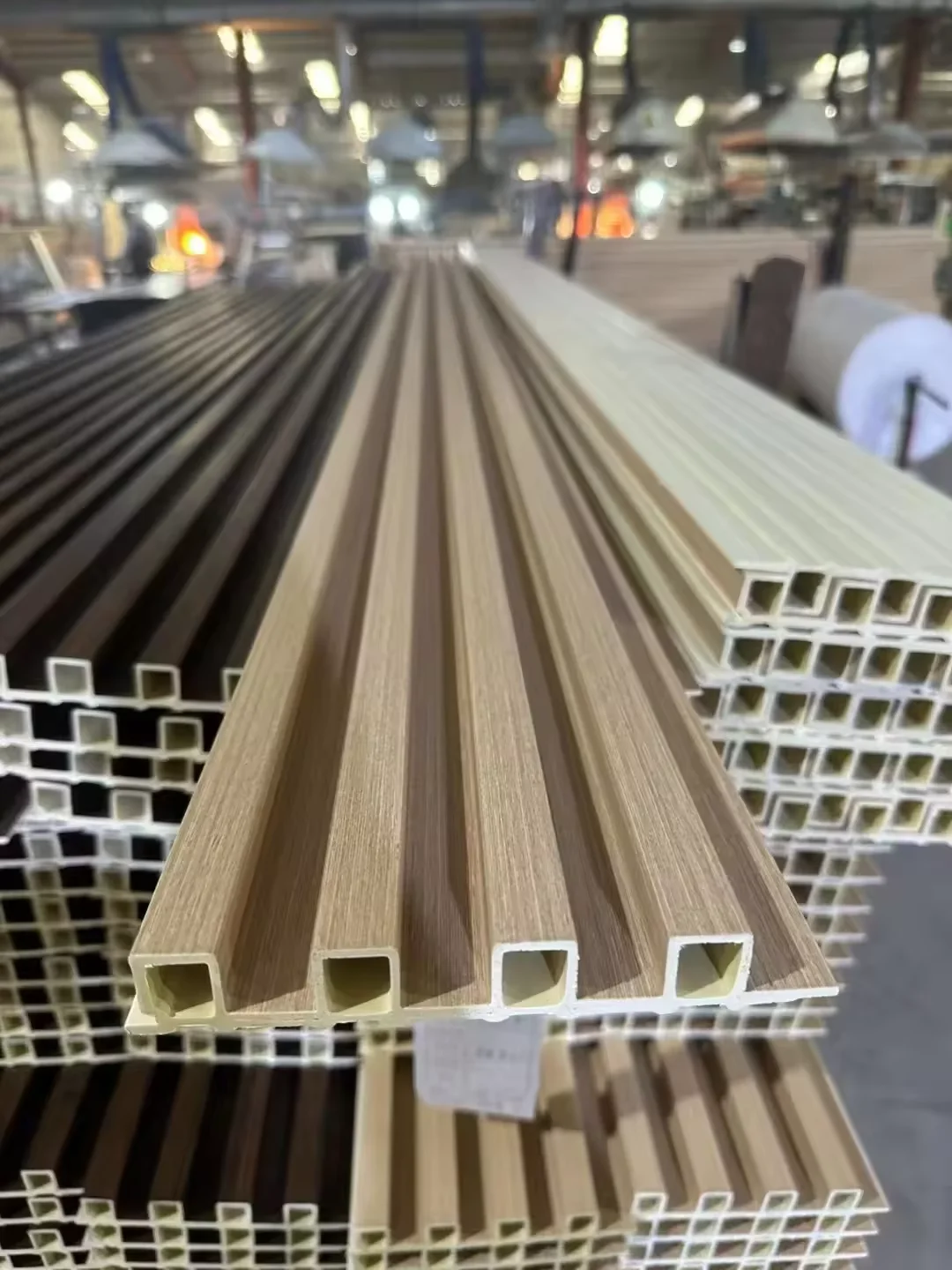 Indoor WPC Slat Partition Wall Eco-Friendly PVC Panels With Bamboo Fiber Louver Great Interior Cladding Panel