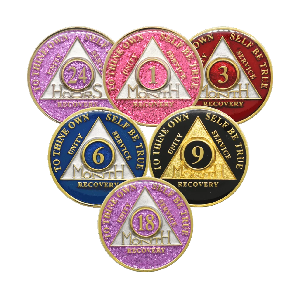 Custom Design Recovery Chip AA 5 Year Anniversary Sobriety Coin