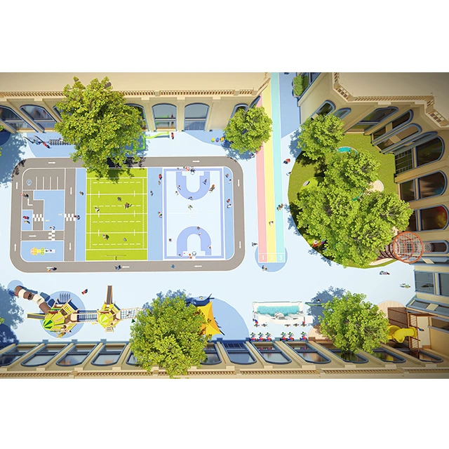 COWBOY Preschool Outdoor Design Children Playground Wooden Custom Playground Slides Climbing Nets For Kids