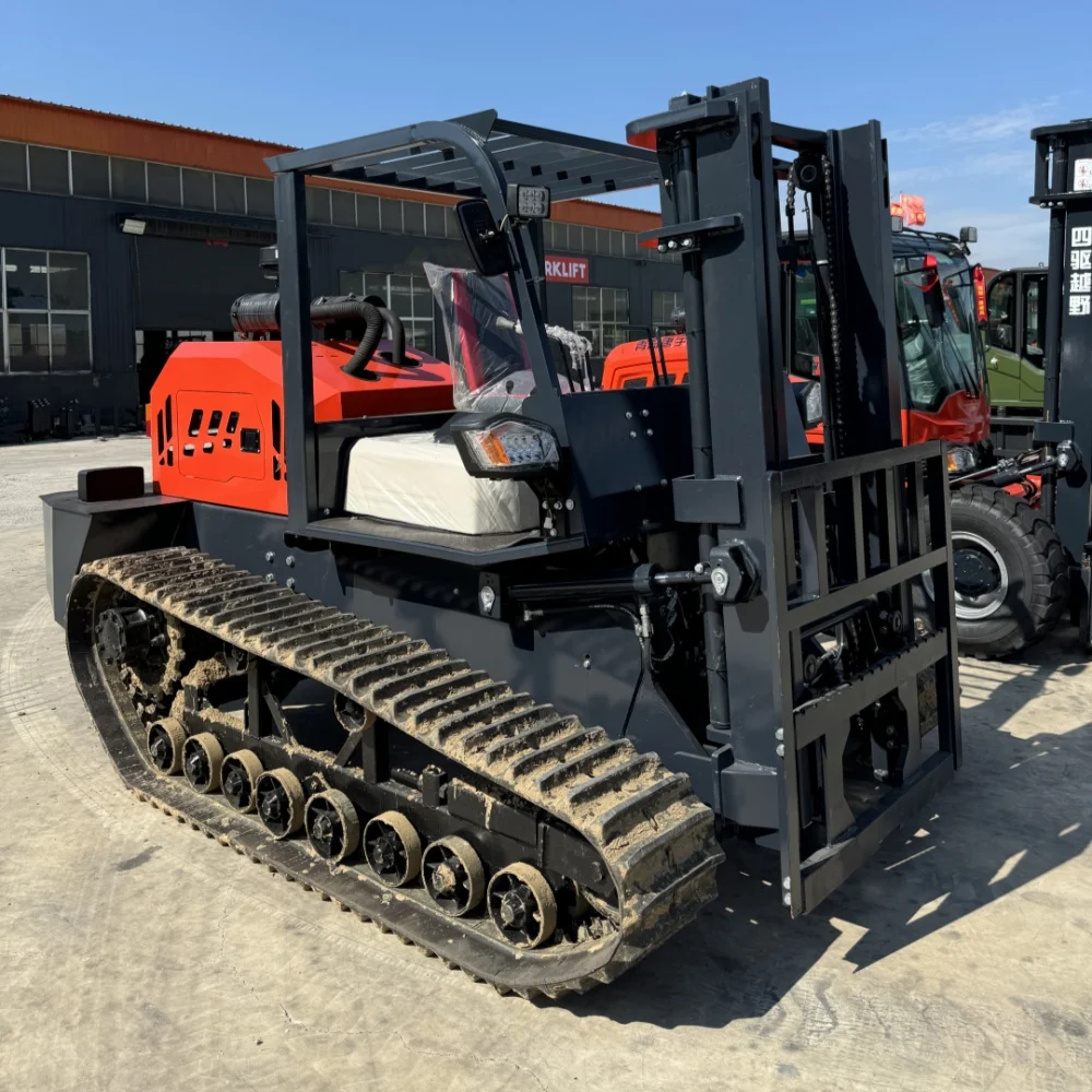 Free Shipping diesel Crawler forklift lifting truck 3 ton 5 tons CE EPA  with fork positioner and side shifterWarehouse Forklift