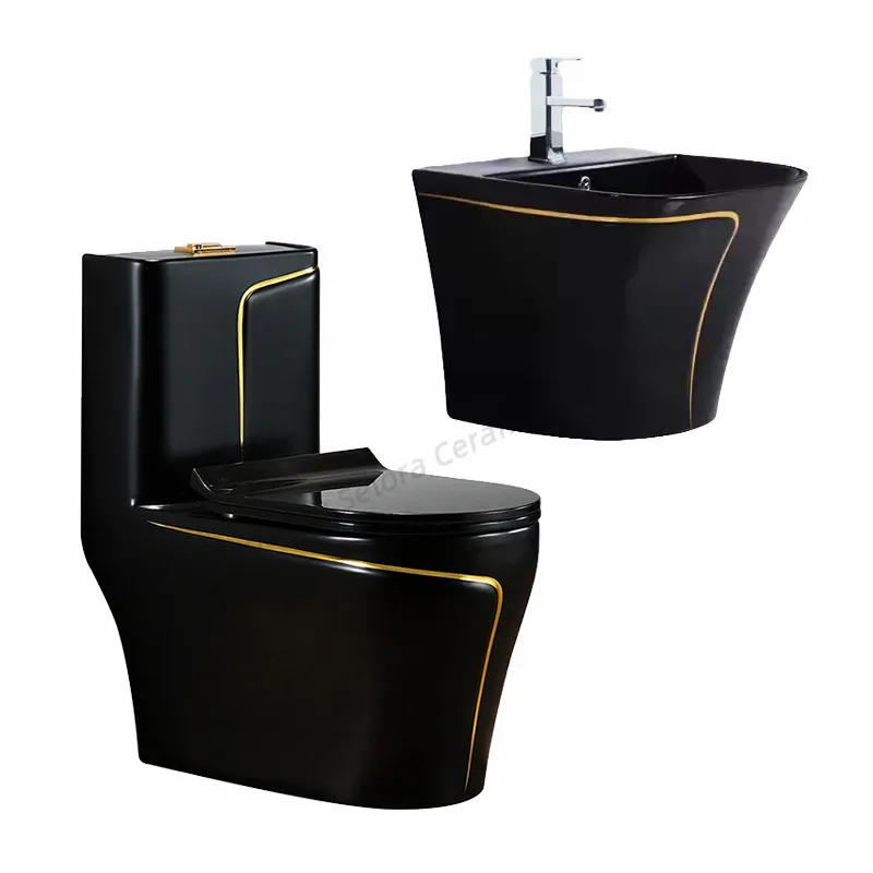 Modern Luxury Bathroom Complete Sanitary Ware One Piece Ceramic Commode Pedestal Sink Basin Wc Toilet Bowl Set