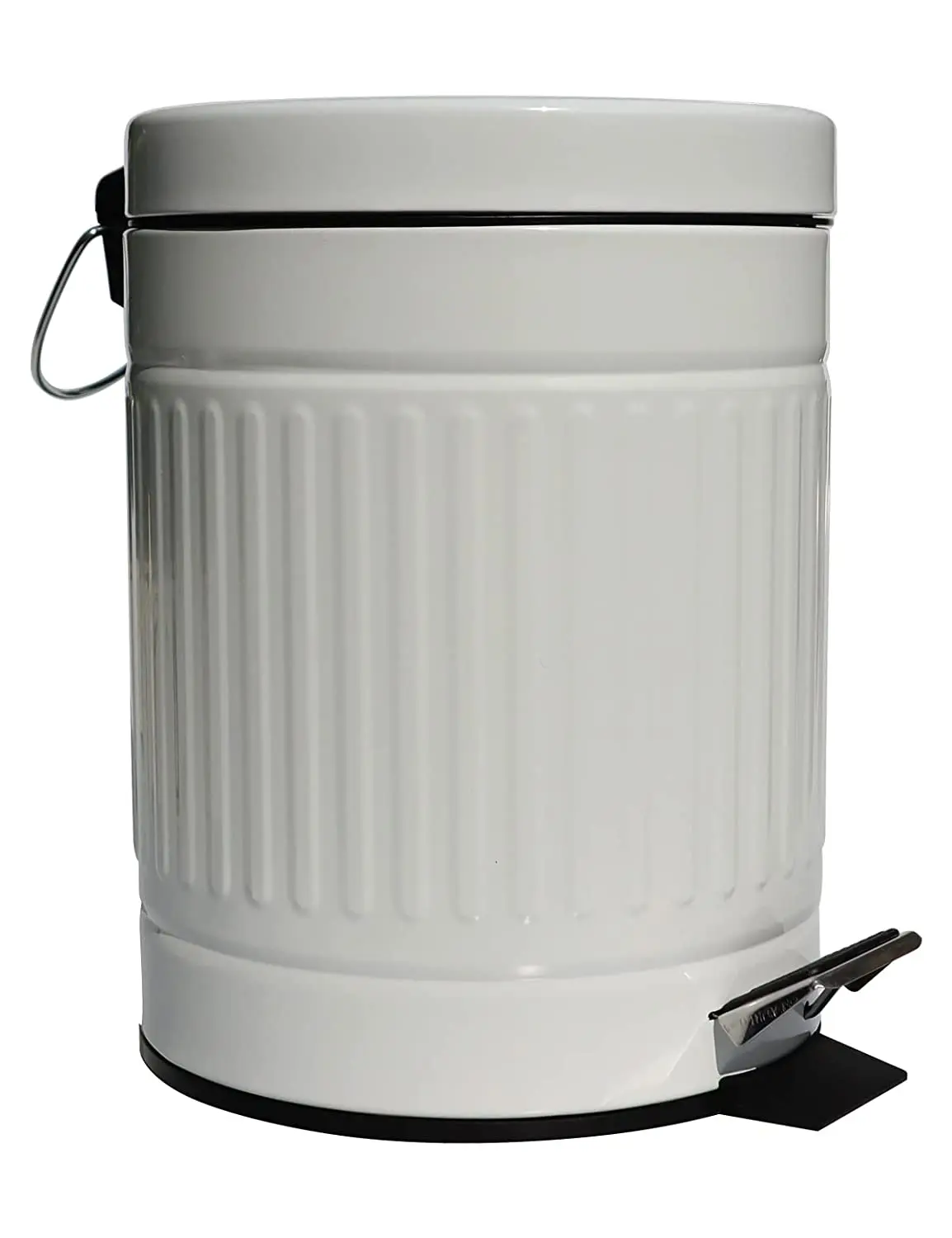 Round Step Trash with Flat Lid,Metal Pedal Bin Small Garbage Can Wastebasket colored metal trash can