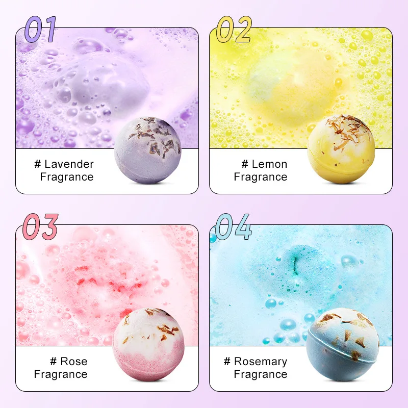 Hot Sale Handmade dried flower Bath Fizzies with gift box  Organic Natural Shower Bath Bomb Salt