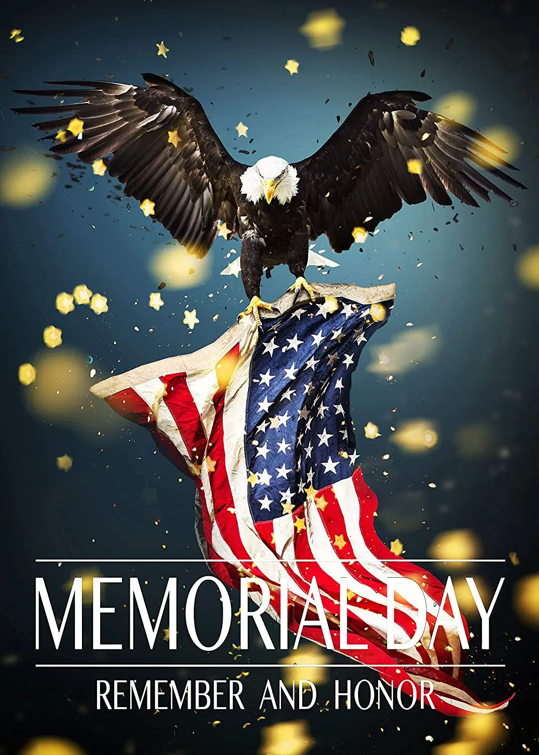 
North American Bald Eagle with Flag Garden Yard Flag Banner House Home Decor 12 x 18 inch Patriotic America USA Decor 