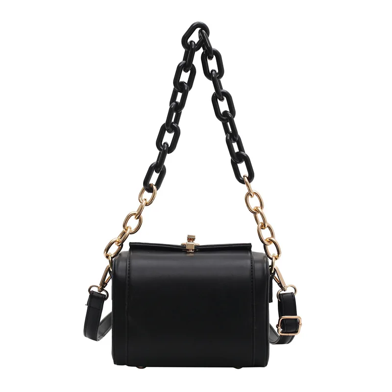 
Spring And Summer 2021 New Tide Contracted Fashion Shoulder Cross-Body Bag Web Celebrity Hand Chain Box Small Square Bag 