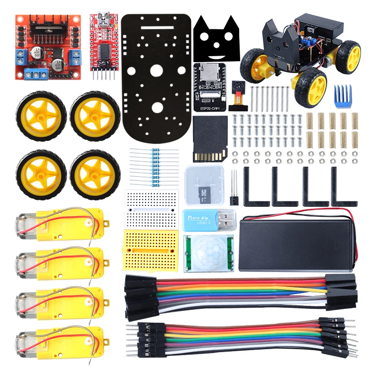 Factory OEM ODM Robot Starter Kit ESP32 -Cam ESP32 Cam Wireless 4WD Education Robot Kit