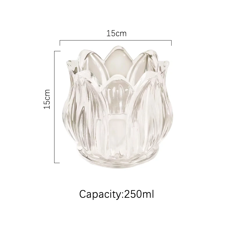 Vintage Romantic Mini Tulip Shape Candlestick Holder Clear Table Decoration for Home or Christmas Cute and Elegant