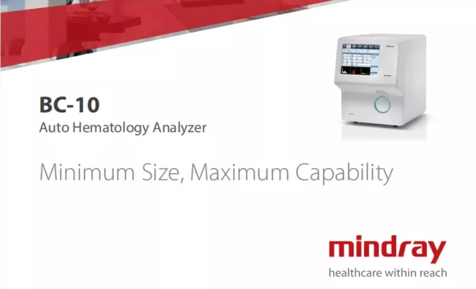 Mindray BC10 CBC+3-DIFF Blood Cell Counter 3-part Automatic Hematology Analyzer Mindray BC20S BC10