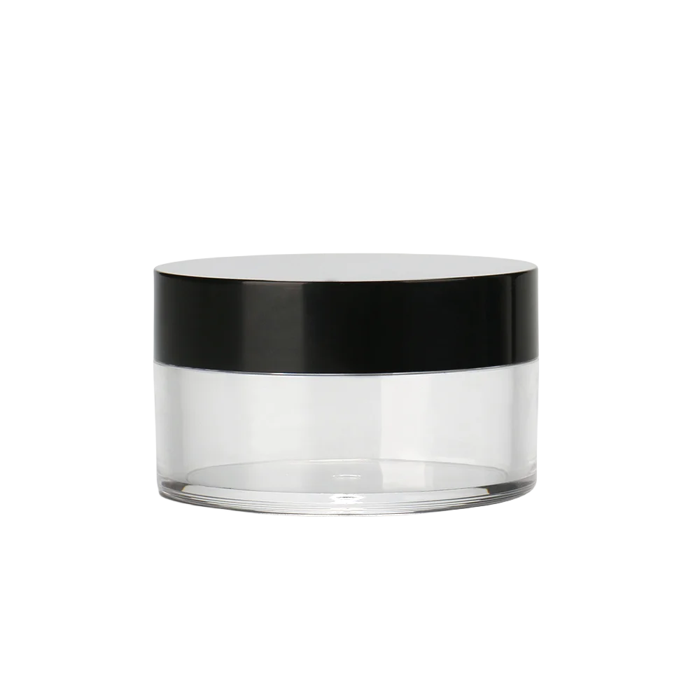 Round Cosmetic Makeup Powder Packaging Container Empty Plastic Loose Powder Case With Elastic Sifter