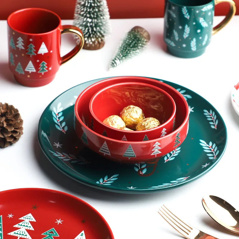 Hot Selling Christmas Bone China Dinnerware Set Tableware Wholesale Porcelain Dinner Set Tableware