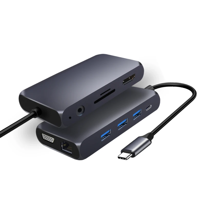 New 10 in 1 USB C Hub All in One RJ45 Internet 4K HDTV Type C Docking Station For Macbookpro Laptop