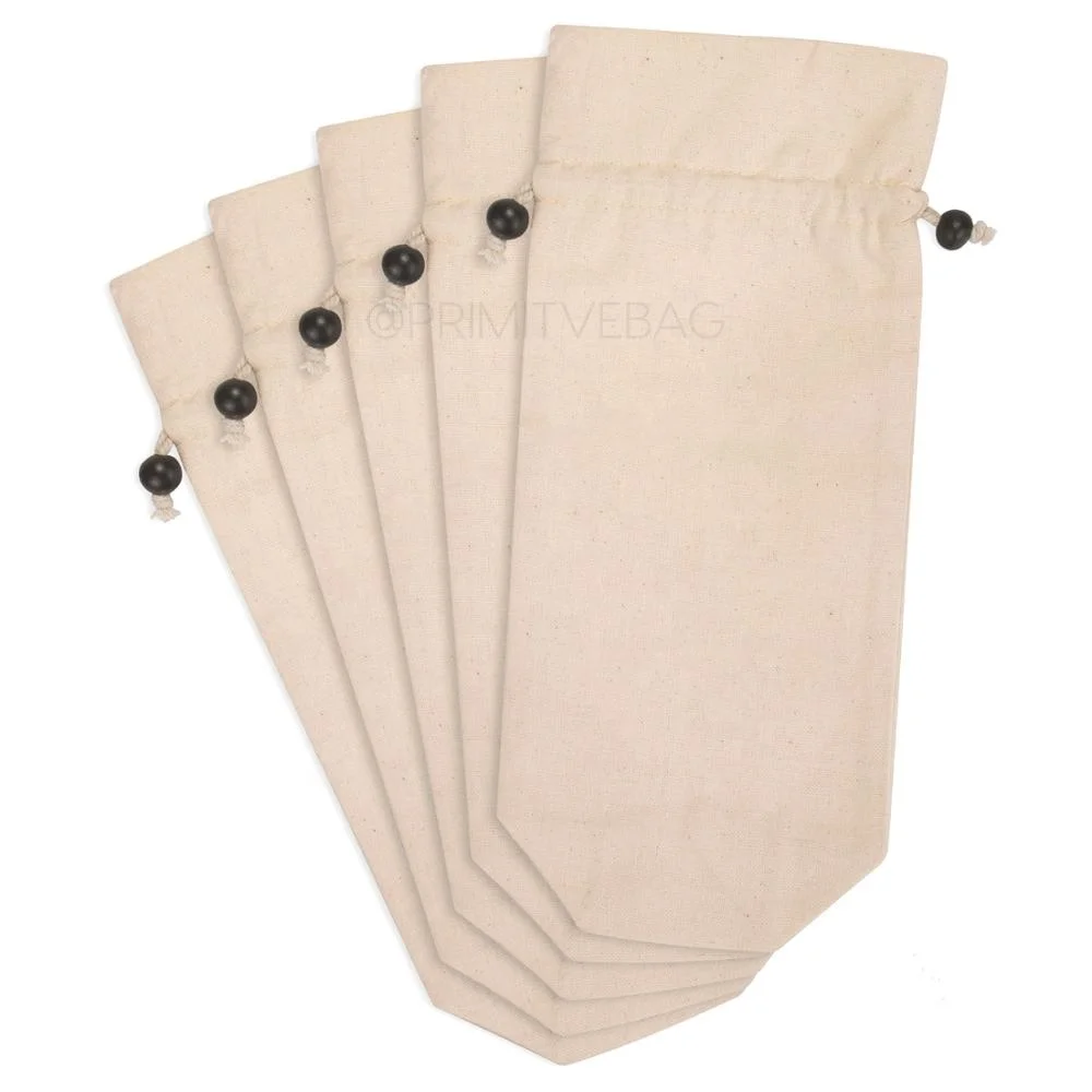 Double drawstring closure wine gift bag-cotton canvas wine packaging printing personalized gift drawstring closure wine bags