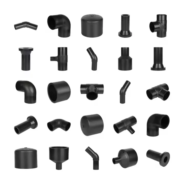 China Factory long type 20mm-800mm HDPE Pe Pipe fittings  for water supply drainage  PE butt welding fittings