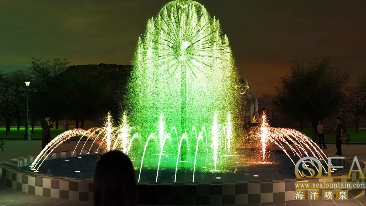 colorful style dandelion fountain with led waterproof lights