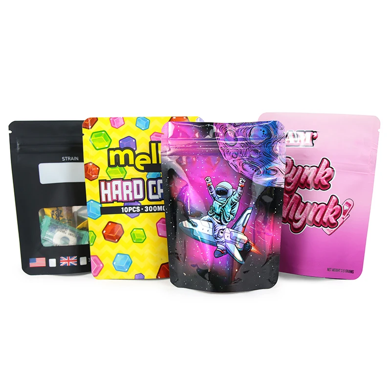 Custom Print 35 Mylar Bag for Gummies Childproof Zipper Bags Digital Print Smellproof Mylar Bags For Packing
