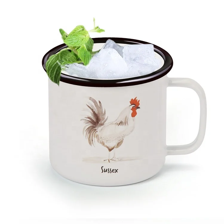 Высококачественная эмалированная чашка с принтом на заказ, многоразовая металлическая эмалированная Кружка на заказ для кемпинга