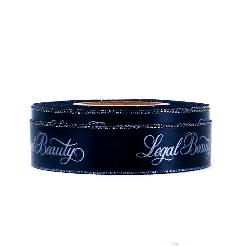 Ribbons Customized Band Packing Ribbon Printed Stock Color Satin Ribbon Roll With Logo For Gift