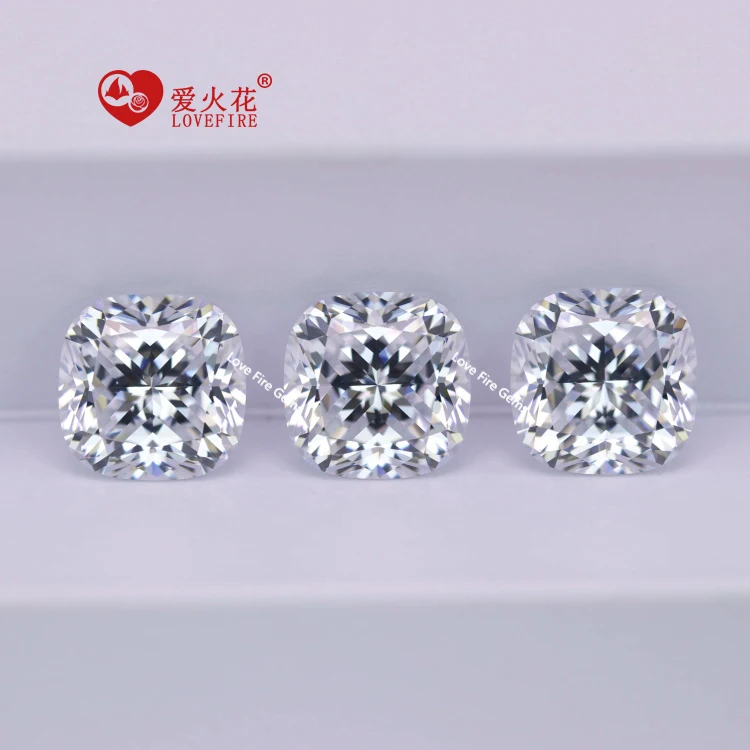Ready stock white cubic zirconia stones cushion princess cut zircon stone price synthetic 5a cubic zirconia
