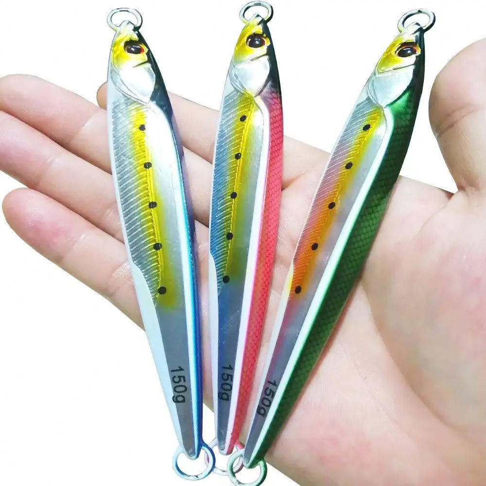 Shore Jigging Lure 150g Metal Casting Lure Saltwater Casting Slow Jigging Metal Tuna Jig Fishing Lure