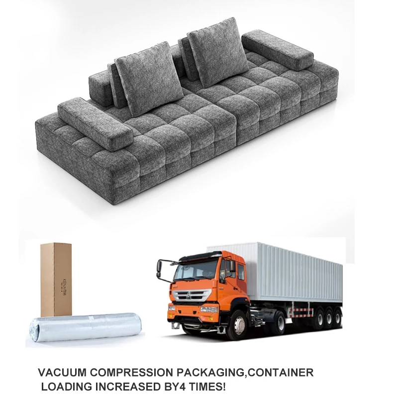 AOMISI CASA Vacuum Packing Compress Couch Velvet Fabric Modular Sectional Sofa Set For Hotel Bedroom Project Living Room