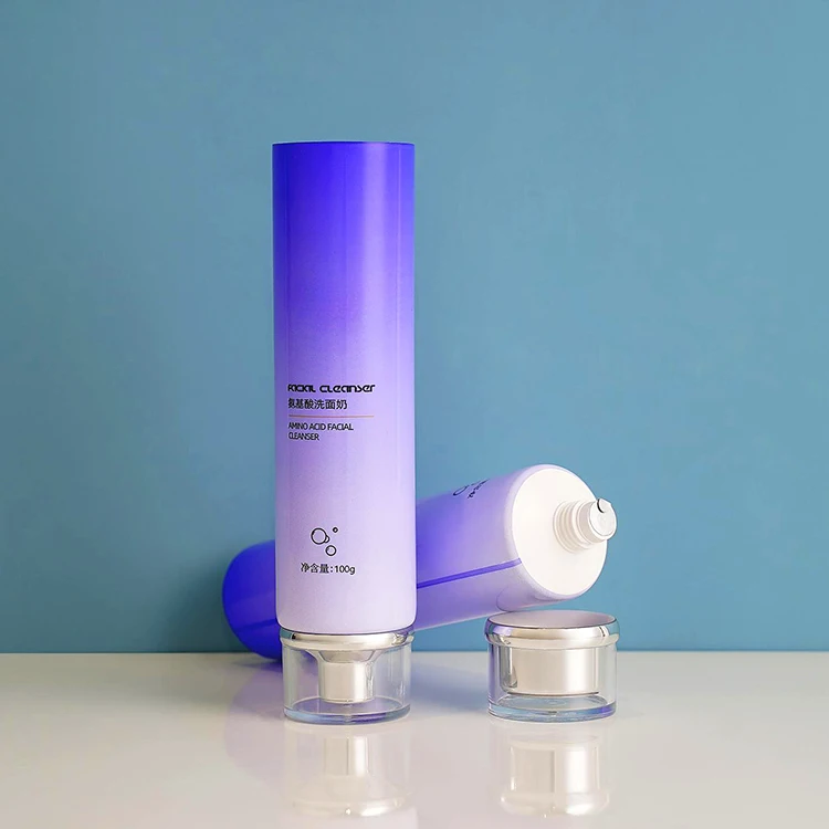 100ml 120ml Customized PE Plastic Cosmetic Plastic Tube Facial Cleanser Squeeze Tube Skincare Cream Container With Screw Lid