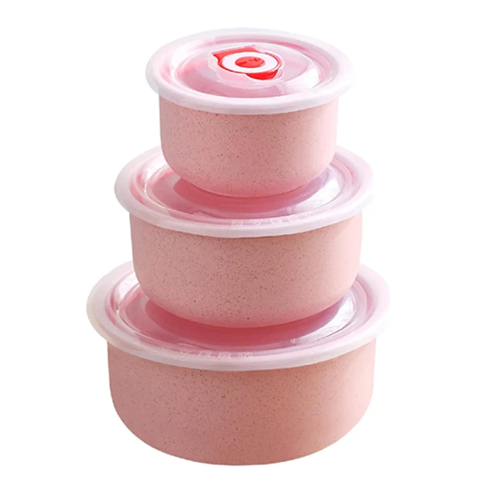 Wheat Straw Food Container Air Tight Plastic Lids Bento Snack Soup Cereal Large Salad Food Storage Containers