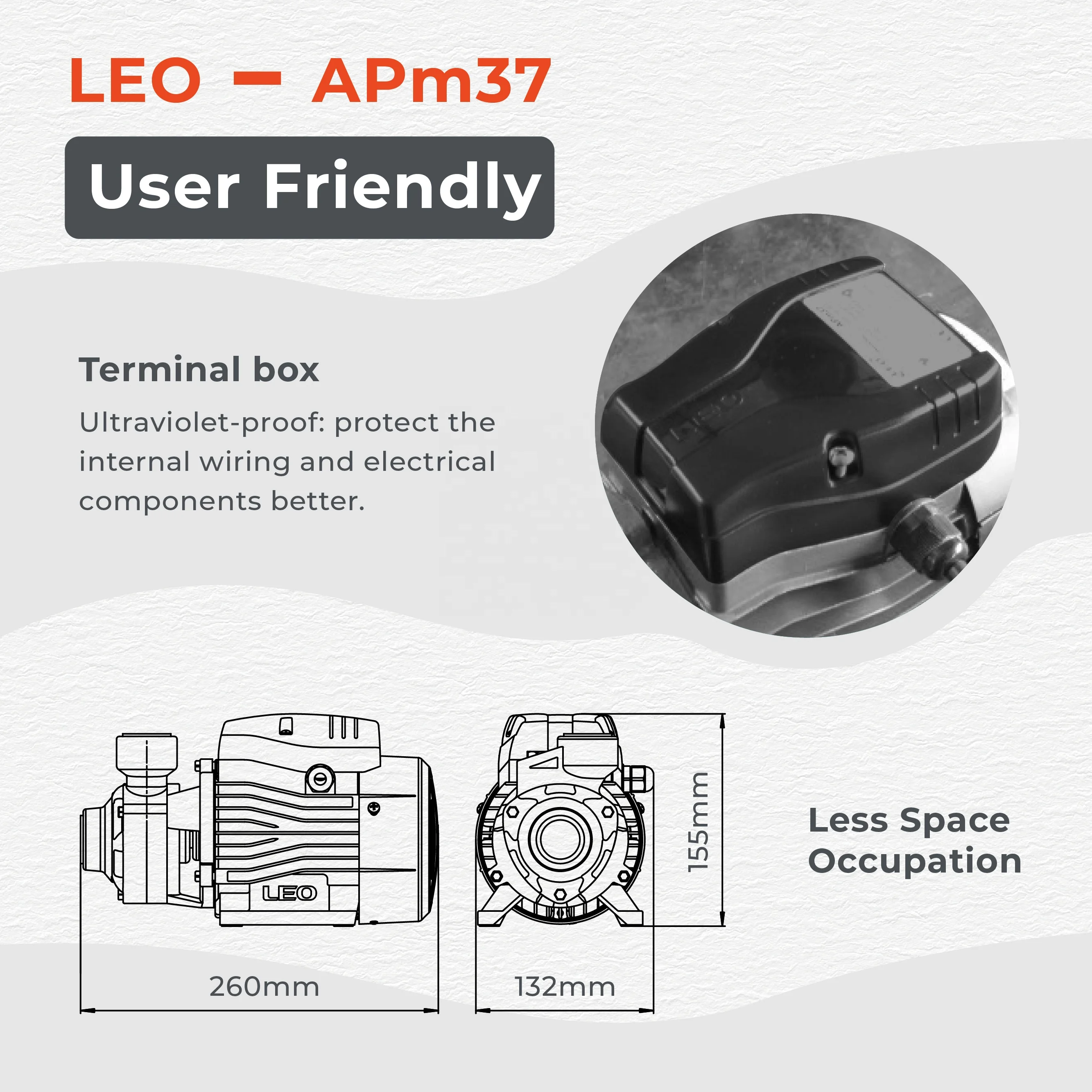 LEO Competitive APm37 Water Pump Of 0.5HP Ideal for Domestic Use