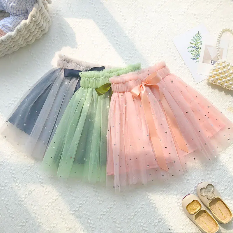 Ivy10045G New Star design baby girls tutu skirt glitter tulle kids mini skirt