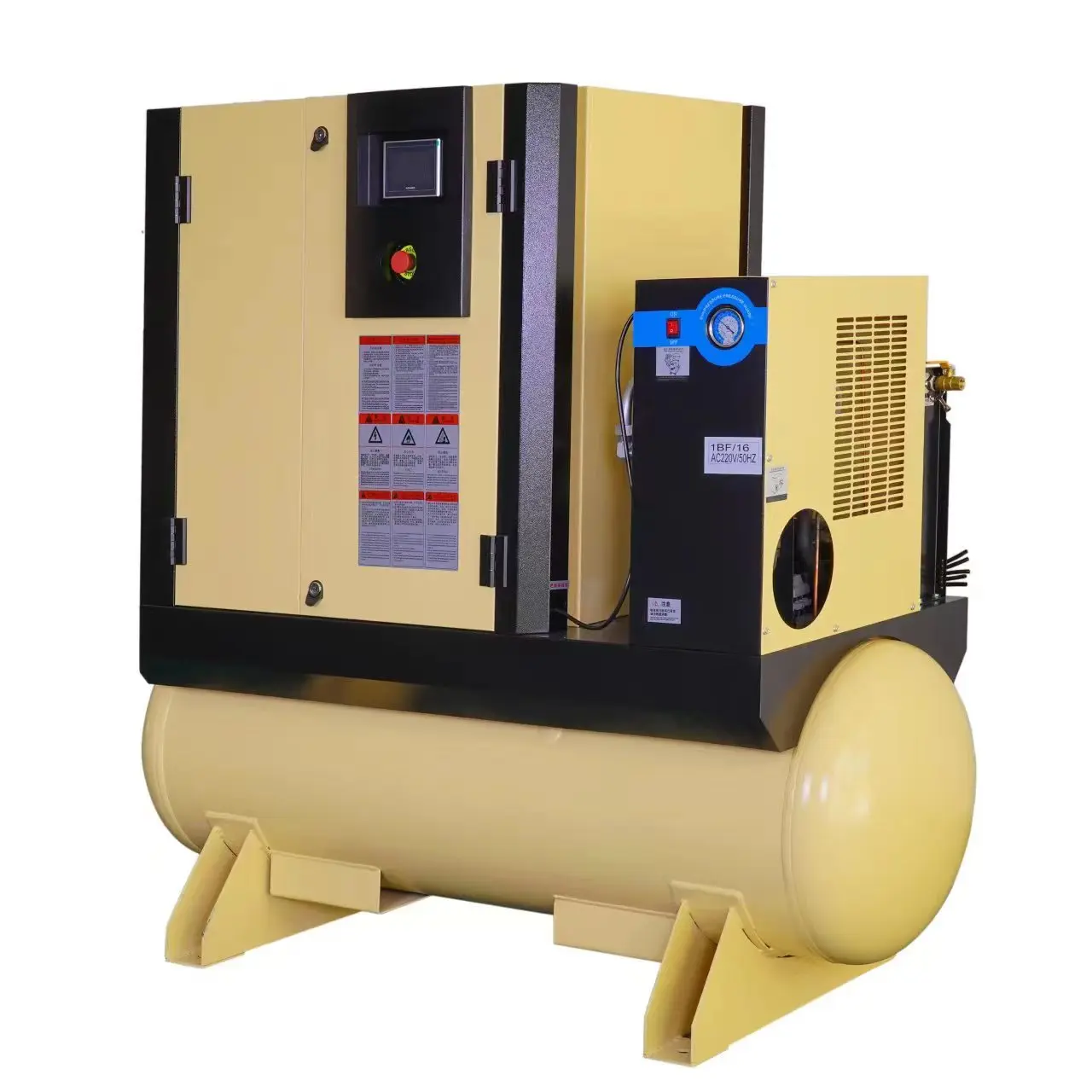 four in one high pressure screw air compressor 1.55 m pa  for fiber laser cutting machine air tank freeze dryer filter