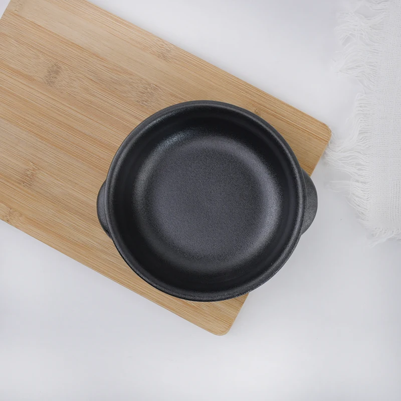 High Quality Ceramic Double Ears Cute Instant Noodle Soup Salad Bowl corn soup container with two handle black