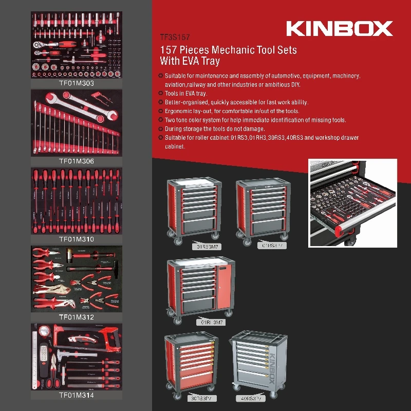 DO-Ningbo Kinbox 157 PCS EVA Tray Tool Cabinet With Tools For Auto Repair