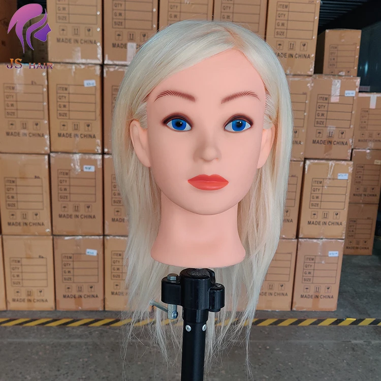 Professional 100% white color goat hair manikin training mannequin teaching practice doll dummy head for coloring cutting style