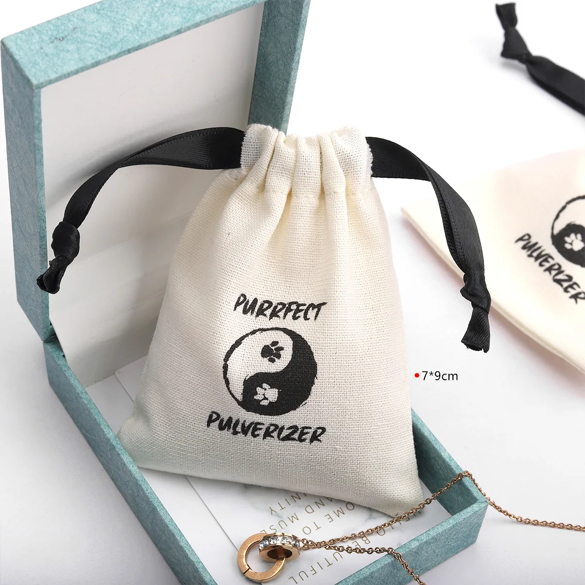 Promotional Foldable Cotton Linen Logo Printing Draw String Shopping Bag Minicolorful Cotton Fabric Drawstring Bag