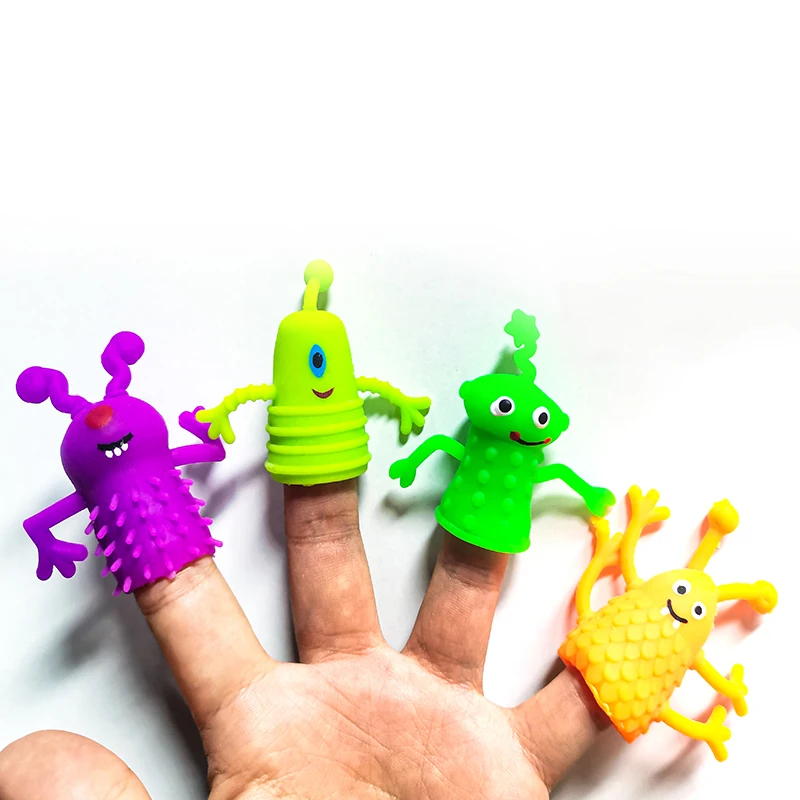 Wholesale Amazon hot sell plastic hand finger puppet toy mini TPR Soft Rubber Plastic Monster finger puppet toys for kids