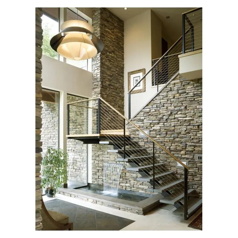 Сборная современная роскошная комнатная металлическая лестница, индивидуальная моно Прямая лестница