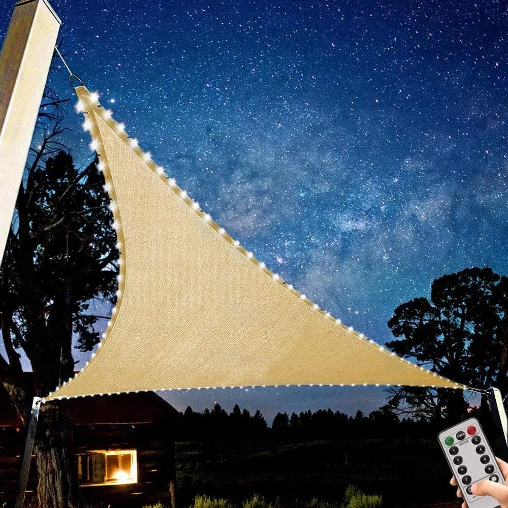 
Waterproof Tarps Canopy 3x3x3 m Triangle Patio LED Sun Shade Sail 