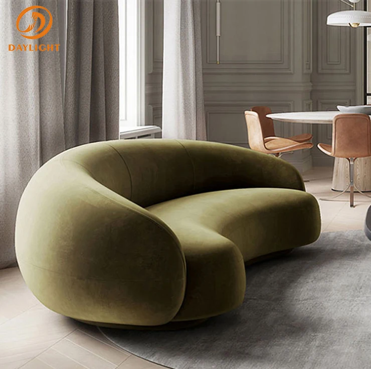 2024 nordic modern curved sofa set living room luxury sectional velvet half round furniture