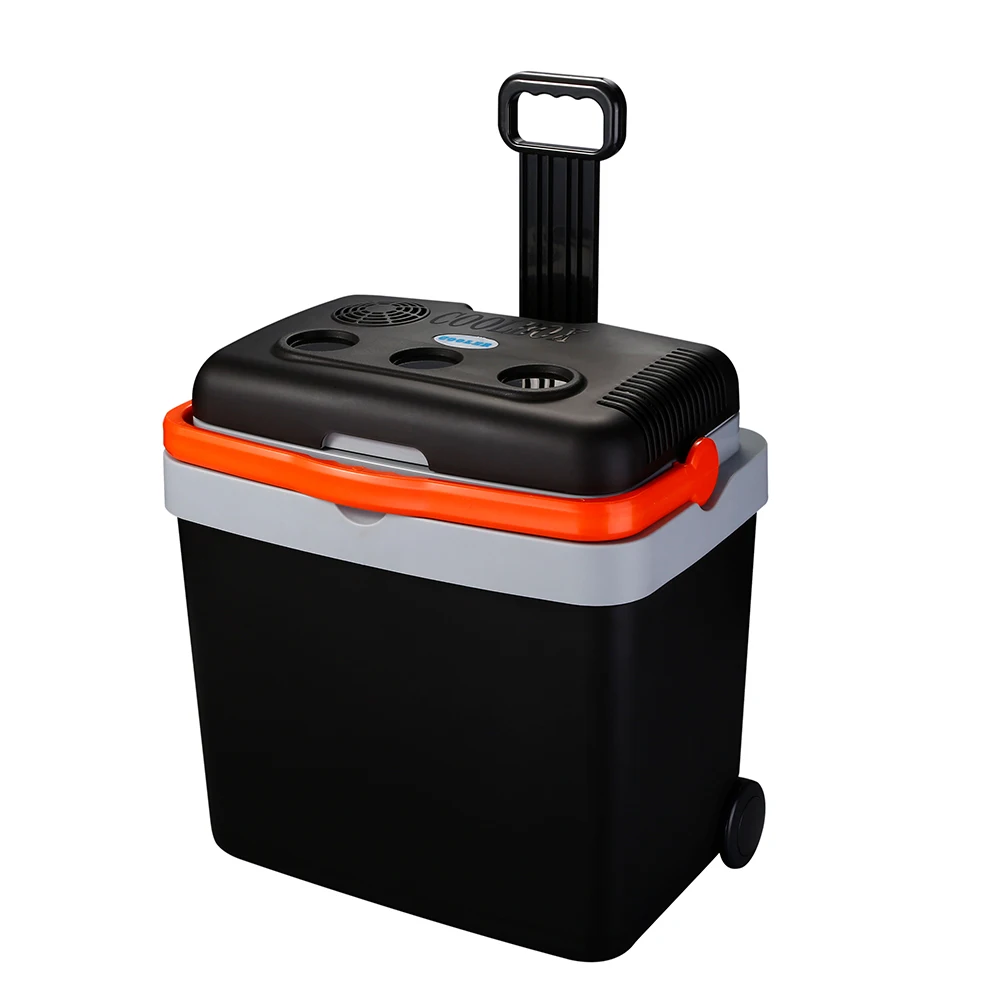 33l Mini Car Fridge Refrigerator Warm And Cold Flexible Handle Complete Certification Pull Rod With Wheels Camping Travel