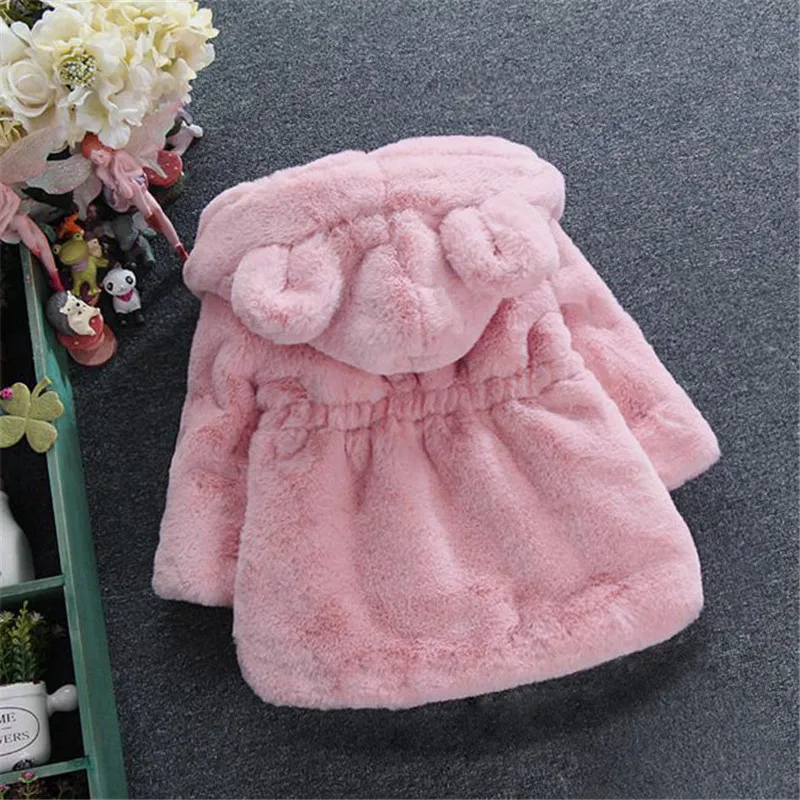 Girls Clothing Baby Coats for Girls Faux Fur Hooded Jackets for Winter Kids Clothes Plus Cotton Thick Children Outerwear