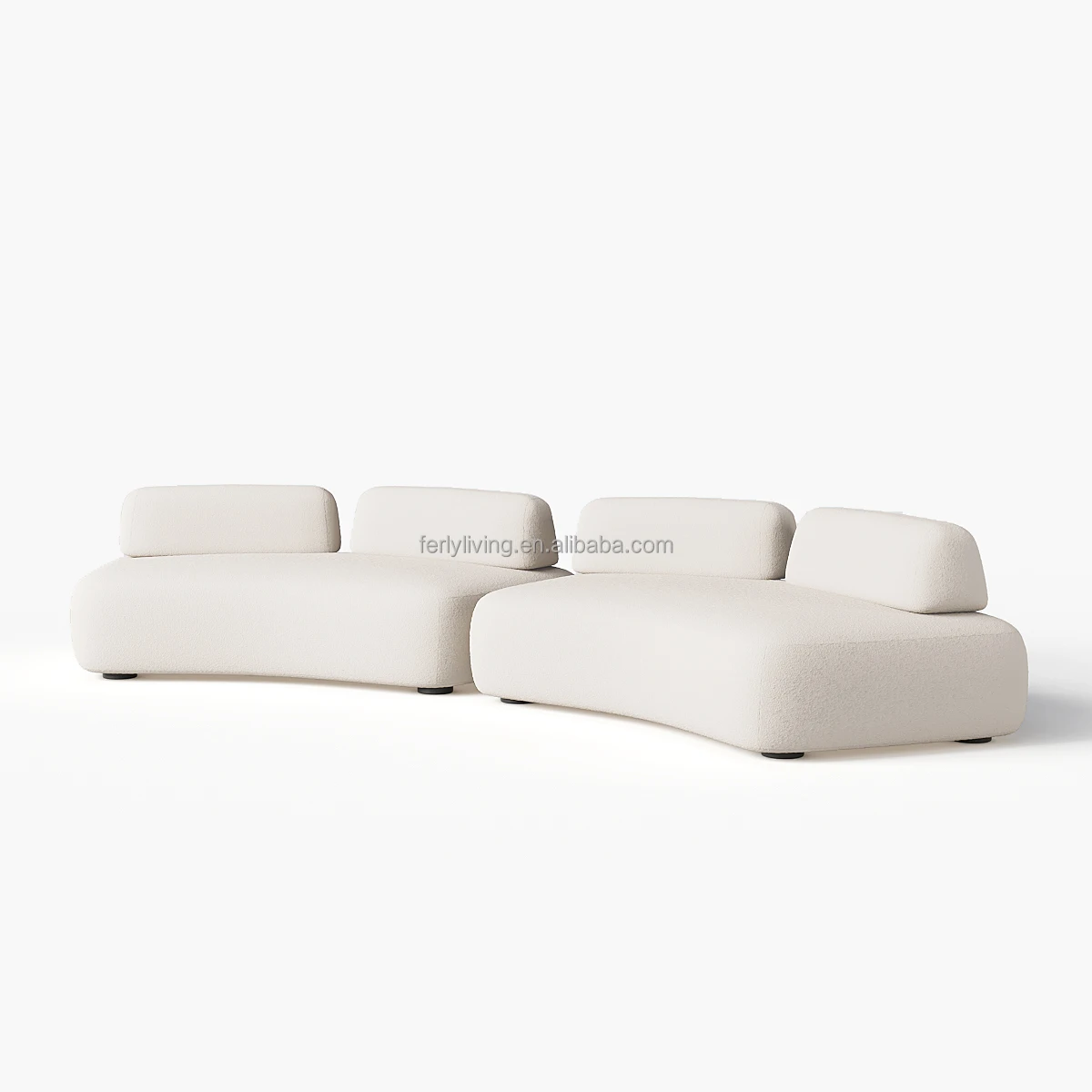 FERLY New arrival Living Room Furniture Set Rounded Curved Textured Matte Solid Plinth Round Coffee Table Sofa Set