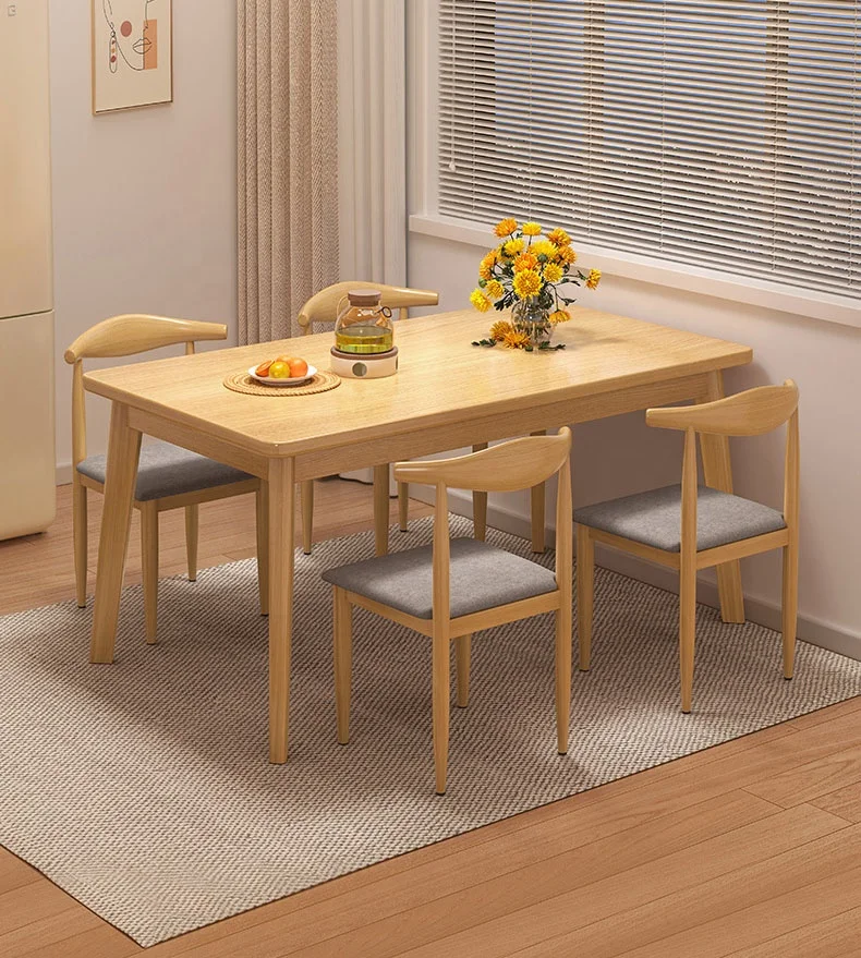 VIC Dining table household small family type eating table solid wood leg table rectangular simple rental room