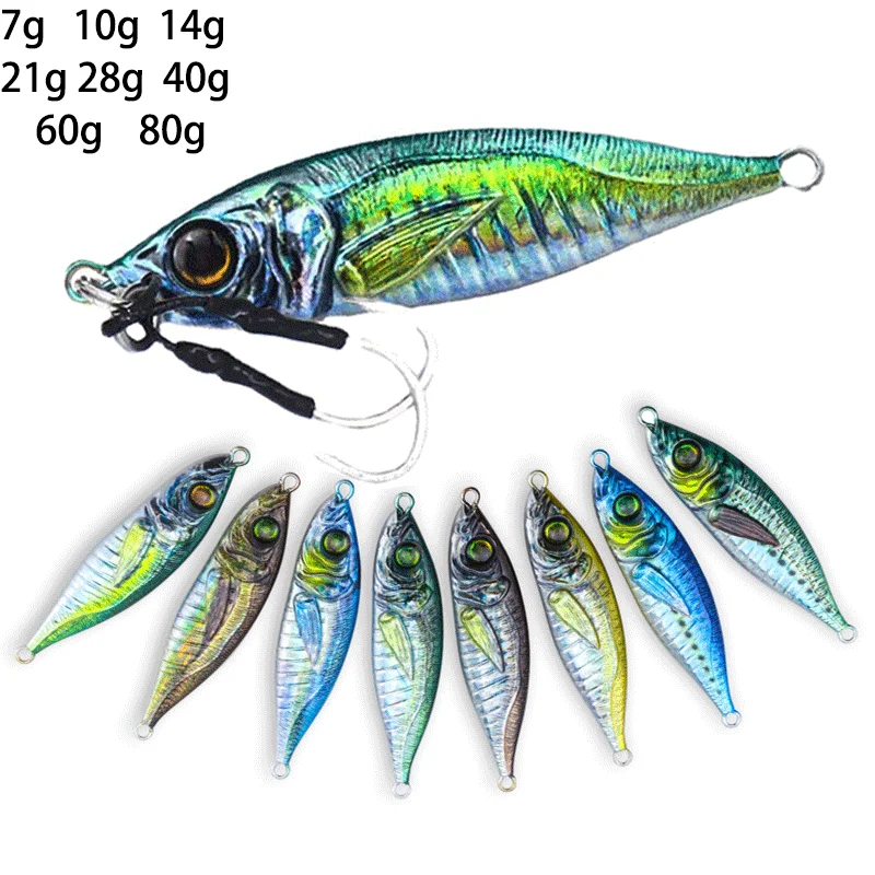7g 10g 14g 21g 28g 40g 60g 80g Metal jig Baits Metal Jig Lure Luminous Fishing Lure Hard Slow Jig Lure
