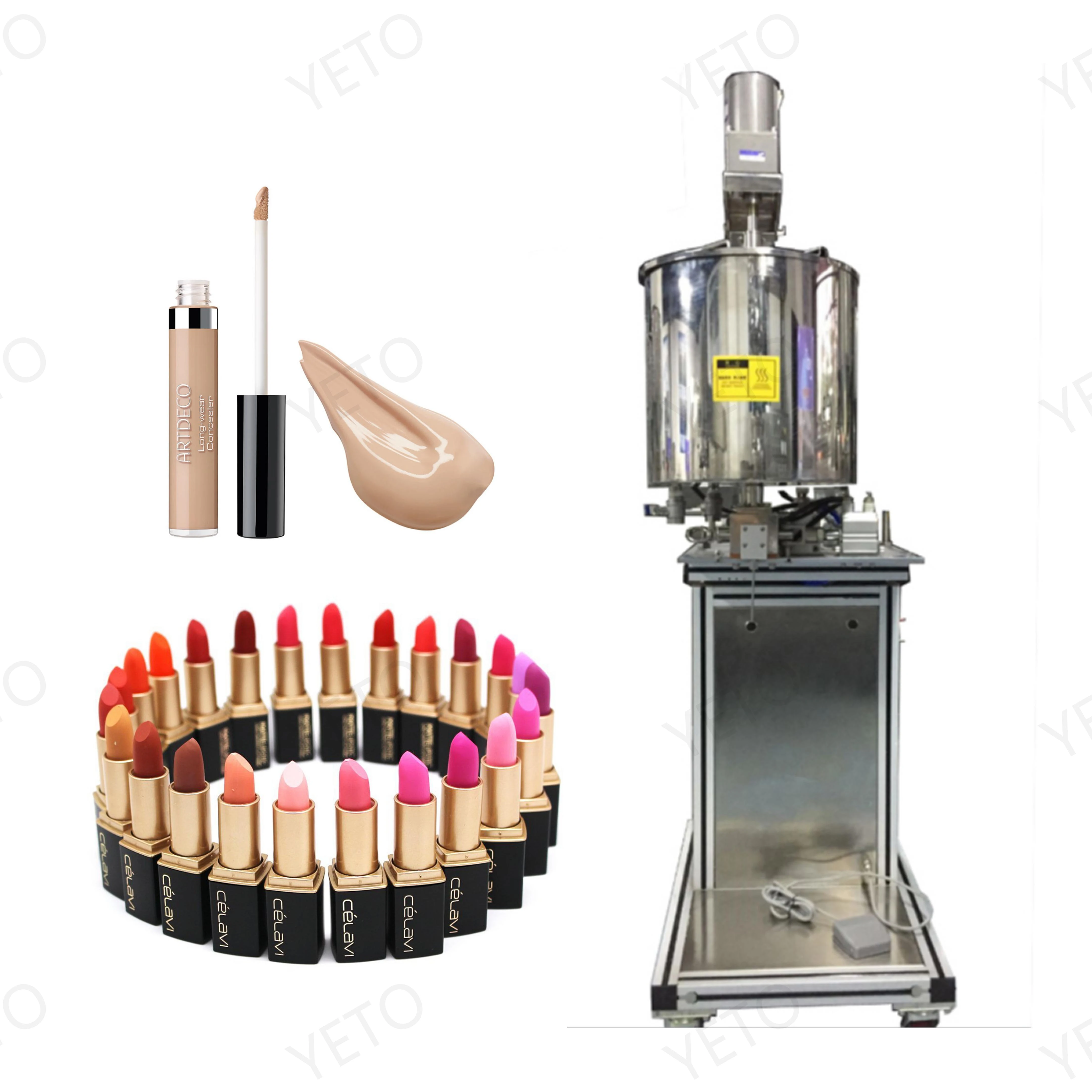 Yeto One Head Automatic Cosmetic Lipstick Thick Wax Sauce Ointment Paste Tube Plate Heating Mixing Filling Machine Filler Plant