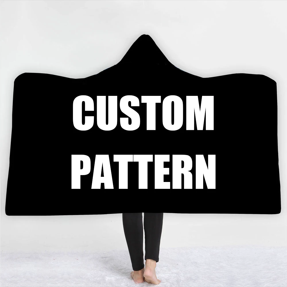 100% Polyester Poncho Custom Design Extra Thick Wearable Sweatshirt Super Soft Fleece Hooded Blanket For Adults