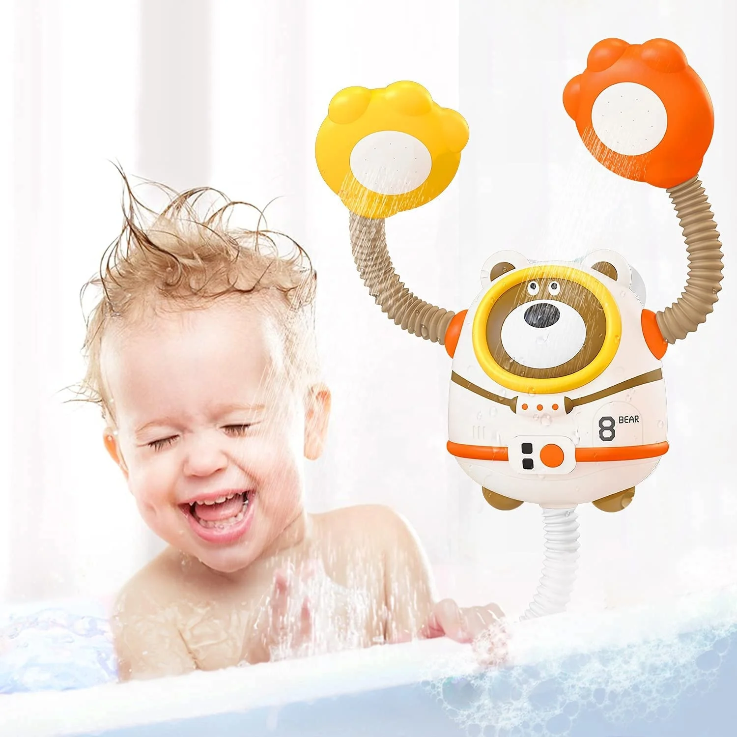 Baby Bath Toys Bathtub Spray Shower Toy Battery Operated Toddler Water Pump with Easy to Grip Hand Shower Bath time Toy