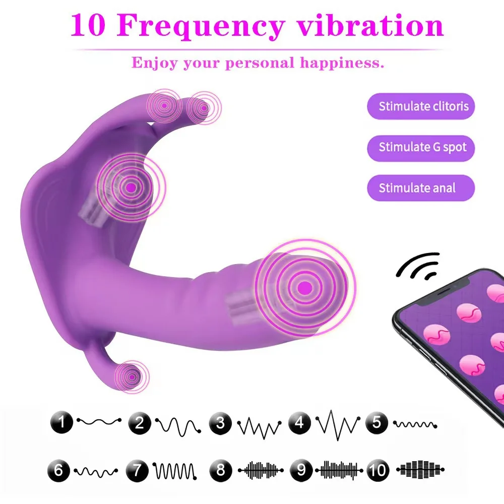 App wireless remote control butterfly vibrating silicone dildo vibrator sex toys for women