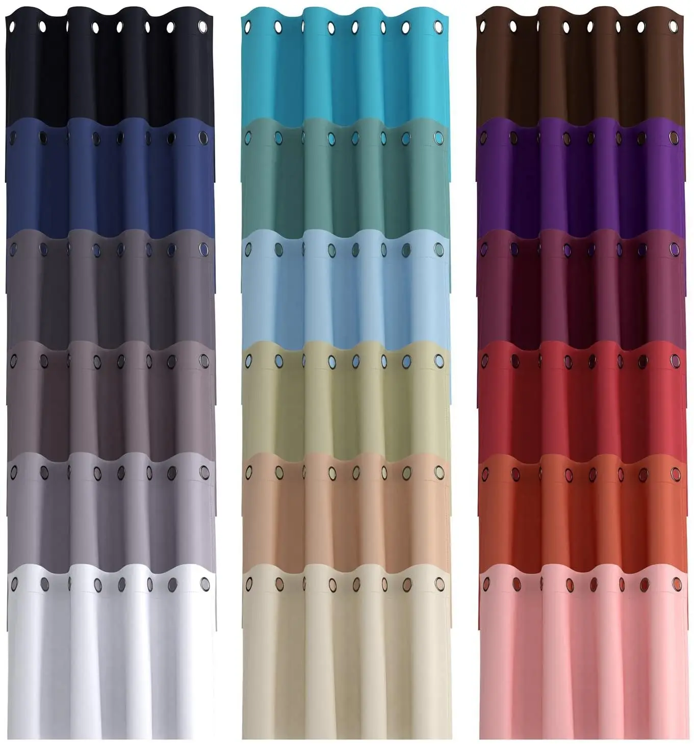 Ready Made Blackout Triple Weaving 100% Polyester Solid Blackout Curtains