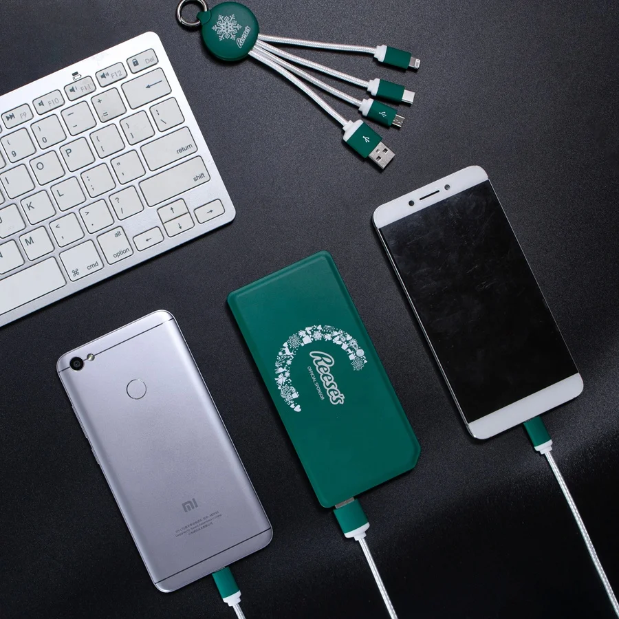 New year Christmas gifts with LOGO of USB Cable and power bank gift sets