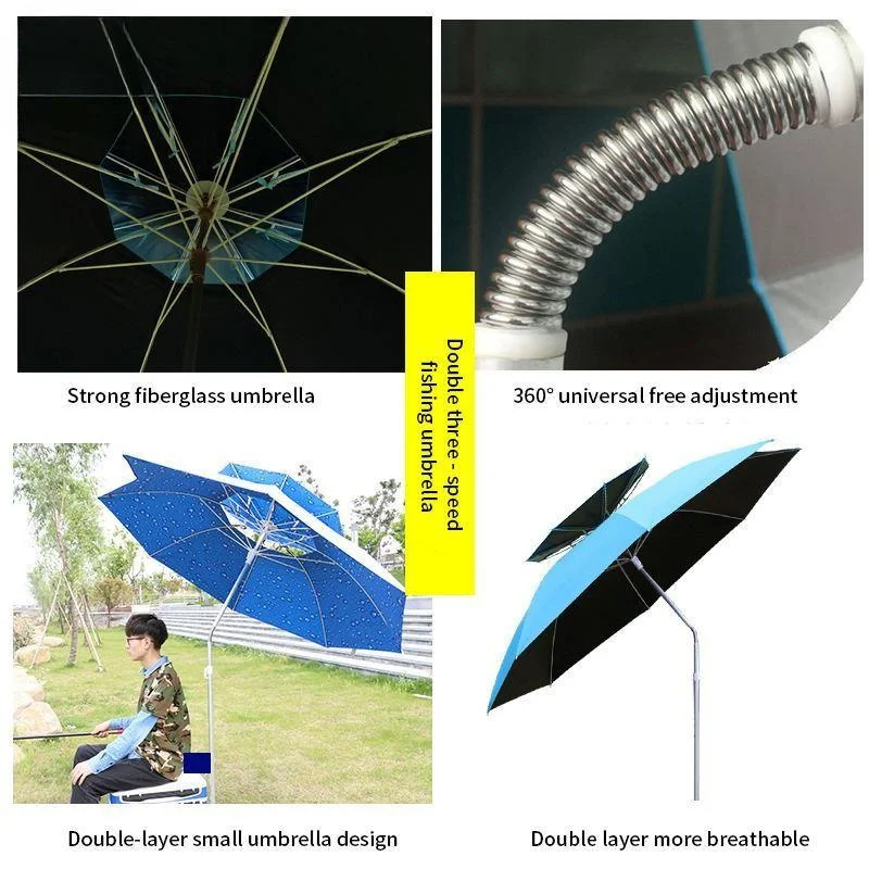 2024 Summer New 3 Fold Portable Small Sun Protection Camping Patio Umbrella Outdoor Fishing Adjustable Beach Umbrella